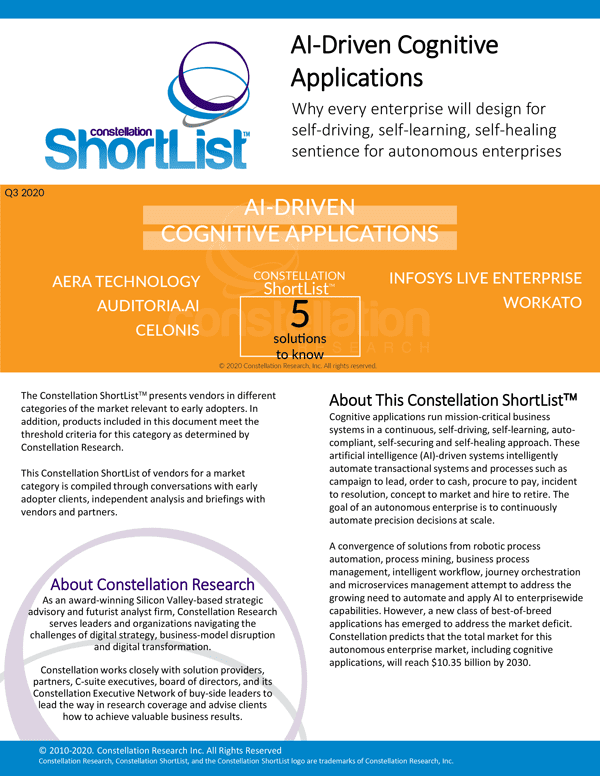 Constellation ShortList for AI Driven Cognitive Applications